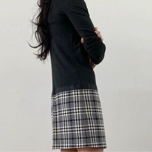 Theory Drop Waist Shift Dress Plaid Pattern. Jersey knit
